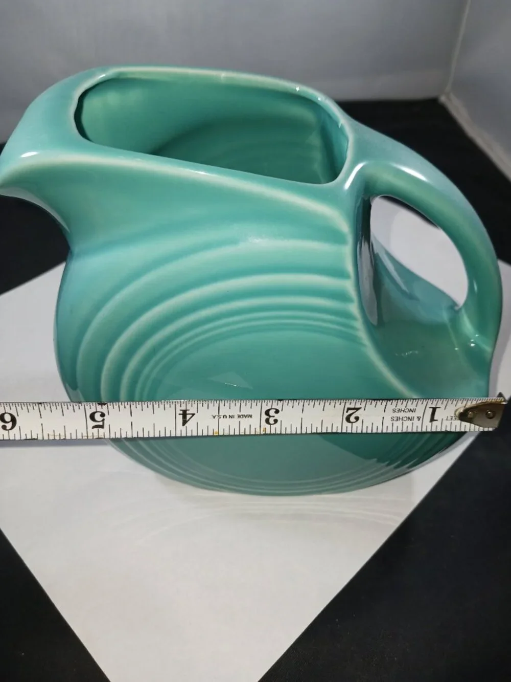 Fiestaware Vintage Turquoise Homer Laughlin Disc Large Pitcher